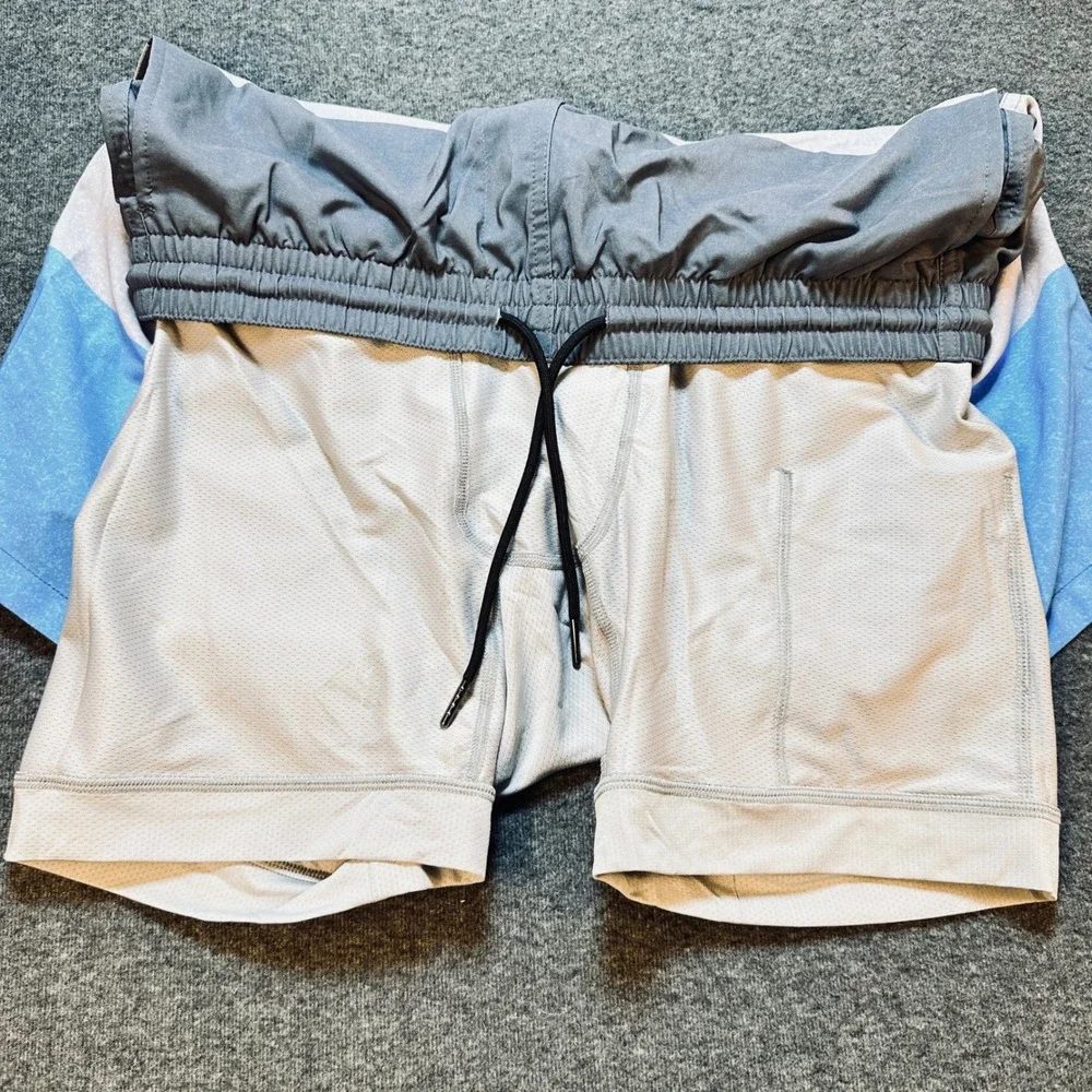 SURFCUZ Swim Trunks Shorts Men's Size L Blue Gray‎ Color Block Casual NWT